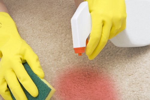 After builders cleaning in a renovated room with dust removal and surface wiping