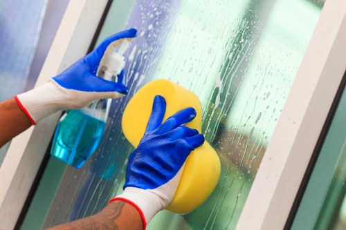 Daily domestic cleaning habits in a bright living space
