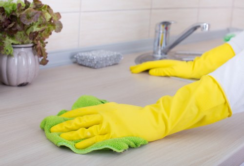 Professional cleaner preparing a rental property for move out