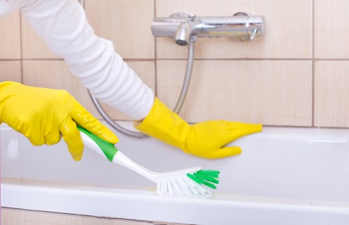 Cleaning service maintaining shared hallway and stairwell spaces
