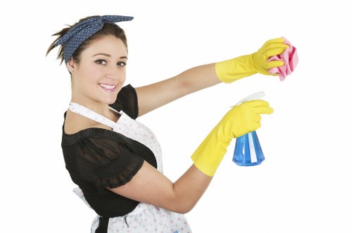 Office cleaning tools and supplies used for daily workplace maintenance