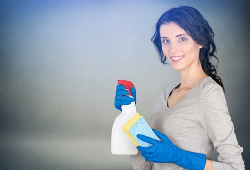 Professional cleaning of an office workspace with sanitized surfaces